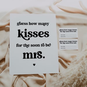 How Many Kisses Bridal Shower Game, Minimalist Bridal Shower Game, Printable Bridal Shower Game, How Many Kisses Bridal Shower Game | Charli