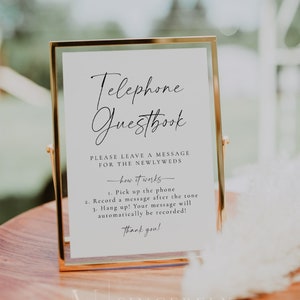 Audio Guestbook Sign, Modern Minimalist Wedding Sign, Telephone Guestbook Sign Template, Leave a Message, Modern Audio Guestbook | Alice