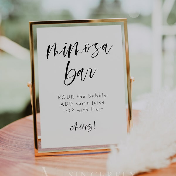 Editable Printable Mimosa Bar Sign, Mimosa Bar Signage, Mimosa Sign Template, Mimosa Sign Modern Simple Editable, Mimosa Bar DIY | Harper