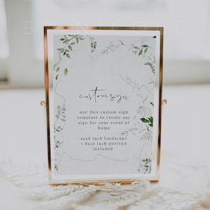 Fully Editable Greenery Sign Template, Editable Greenery Signs, Printable Greenery Signs, Ethereal Whimsical, Greenery Wedding | Octavia