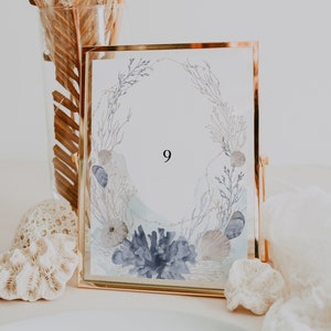 Beach Wedding Table Numbers, Tropical Ocean Sea Wedding Signage, Destination Wedding Table Number Template, Ocean Wedding Beachy | Arista
