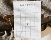 Editable Printable Baby Bingo, Modern Baby Shower Games, Printable Baby Bingo Game, Simple Baby Shower Games, Minimal Baby Shower | Harlow