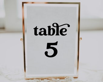 Retro Table Number Template, Vintage Wedding Table Number, Printable Funky Retro Table Number Signs, Boho Wedding Table Number DIY CHARLI