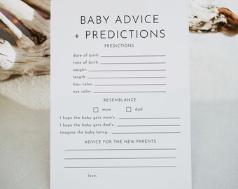 Baby Advice And Predictions Game, Printable Baby Shower Games, Simple Baby Shower, Advice And Predictions For Baby Game, Baby Games | Harlow