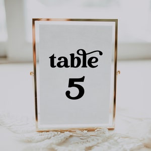 Retro Table Number Template, Vintage Wedding Table Number, Printable Funky Retro Table Number Signs, Boho Wedding Table Number DIY CHARLI