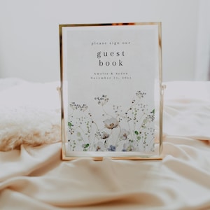 Please Sign Our Guest Book, Floral Wedding Sign, Boho Please Sign Our Guest Book Sign, Sign Our Guest Book Sign Template, Boho Floral | Ashe