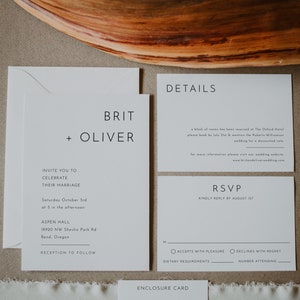 Minimalist Wedding Invitation Suite, Elegant Wedding Invitation Template, Modern Minimalist Invitation, Editable Printable Wedding | Harlow