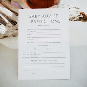 Baby Advice And Predictions Game, Printable Baby Shower Games, Simple Baby Shower, Advice And Predictions For Baby Game, Baby Games | Harlow