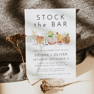 Stock The Bar Couples Shower Template, Bar Wedding Shower Invitation, Instant Download Stock The Bar Invitation, Stock The Bar DIY | Harlow