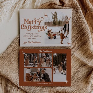 Boho Christmas Card, Photo Christmas Card Template, Terracotta Christmas Card, Modern Family Photo Christmas Card, Merry Christmas | Birdie