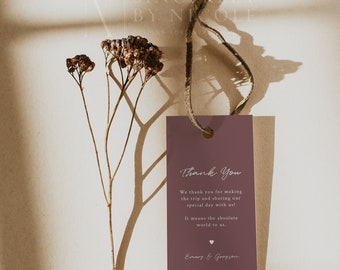 Editable Thank You Tag, Calligraphy Favor Tag, Thank You Printable, DIY Script Favor Tag Template, Modern Thank You Tag, Download | Serena