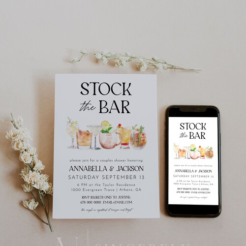 Stock the Bar Invitation Template Couples Wedding Shower Etsy