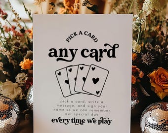 PRINTED & SHIPPED Pick A Card Guestbook Sign, Playing Cards Guestbook Sign, Please Sign Our Guestbook, Pick a Card Any Card Sign | Charli