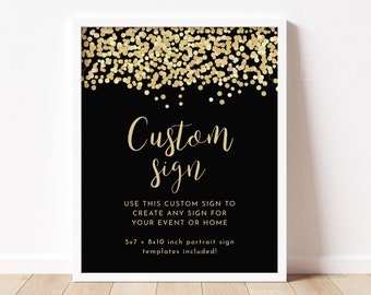 New Years Eve Decorations, New Years Eve Custom Sign, Sign Editable Printable New Years, New Years Party Sign Template, Custom Sign | Eve