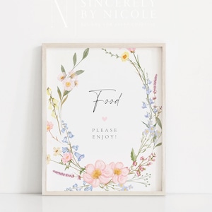 Wildflower Baby Shower Food Table Sign, Floral Food Sign Bridal Shower, Printable Floral Table Sign, Wildflower Shower Food Sign | Elowen