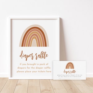 Boho Rainbow Diaper Raffle, Rainbow Baby Shower Game Template, Editable ...