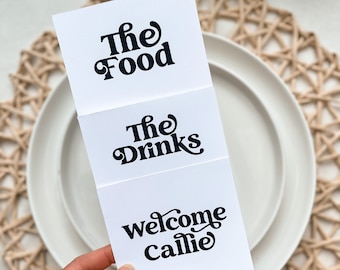 Wedding Menu Template, Layered Menu Template, Printable Menu Card, Minimalist Wedding Menu Template, Retro Wedding Menu Template | Charli