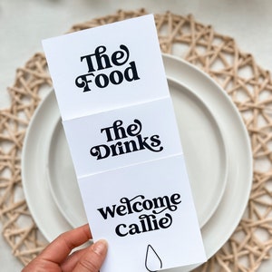 Wedding Menu Template, Layered Menu Template, Printable Menu Card, Minimalist Wedding Menu Template, Retro Wedding Menu Template | Charli