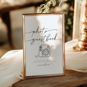 Photo Guestbook Sign, Photo Guestbook Sign Printable, Wedding Photo Guest Book Sign, Minimalist Photo Guestbook Sign Canva Template | Olivia