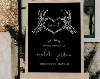 Gothic Wedding Welcome Sign Template, Skeleton Wedding Welcome Sign, Dark Moody Wedding, Edgy Welcome Sign, Gothic Welcome Sign | Cordelia