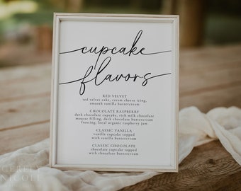 Cupcake Menu Sign, Editable Wedding Cupcake Sign Template, Minimalist Cupcake Menu Sign, Wedding Dessert Sign, Wedding Cupcake Bar | Olivia