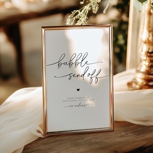 Bubble Send Off Sign, Bubble Send Off Sign Printable, Modern Minimalist Wedding Sign, Newlywed Send Off Sign, Canva Wedding Signs | Olivia