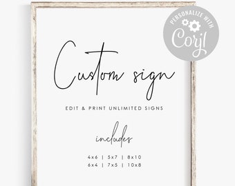 Corjl Editable Sign, Minimalist Wedding, Minimalist Wall Art, Typography Poster, Custom Sign, Editable Sign Template, Digital Download, Sign