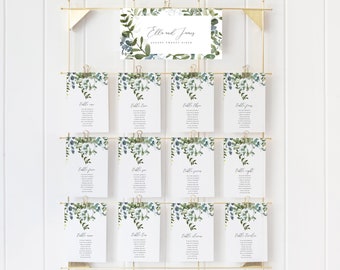 Seating Chart Template Greenery Seating Table Cards, 100% Editable Seating Cards, Table Seating Cards, Greenery Seating Chart, Cards