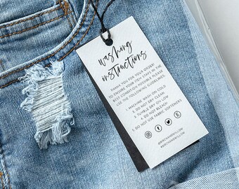 Printable Washing Instructions, Editable Clothing Care Card Printable, Modern Washing Instructions Small Business Thank You Cards