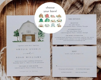 Barn Wedding Invitation, Wedding Invitations Rustic Barn Editable Printable, Barn Wedding Suite, Rustic Wedding Invitations Farmhouse DIY