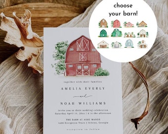 Barn Wedding Invitations, Wedding Invitations Rustic Barn Editable Printable, Barn Wedding Invite Template, Rustic Wedding Invitations DIY