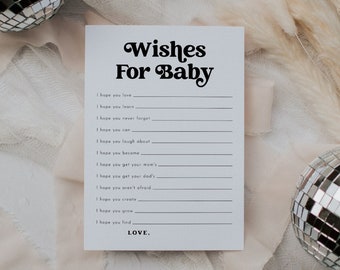 Wishes For Baby Card, Minimalist Baby Shower Wishes for Baby Game Template, Minimalist Baby Shower, Wishes for Baby Card Template  | Charli