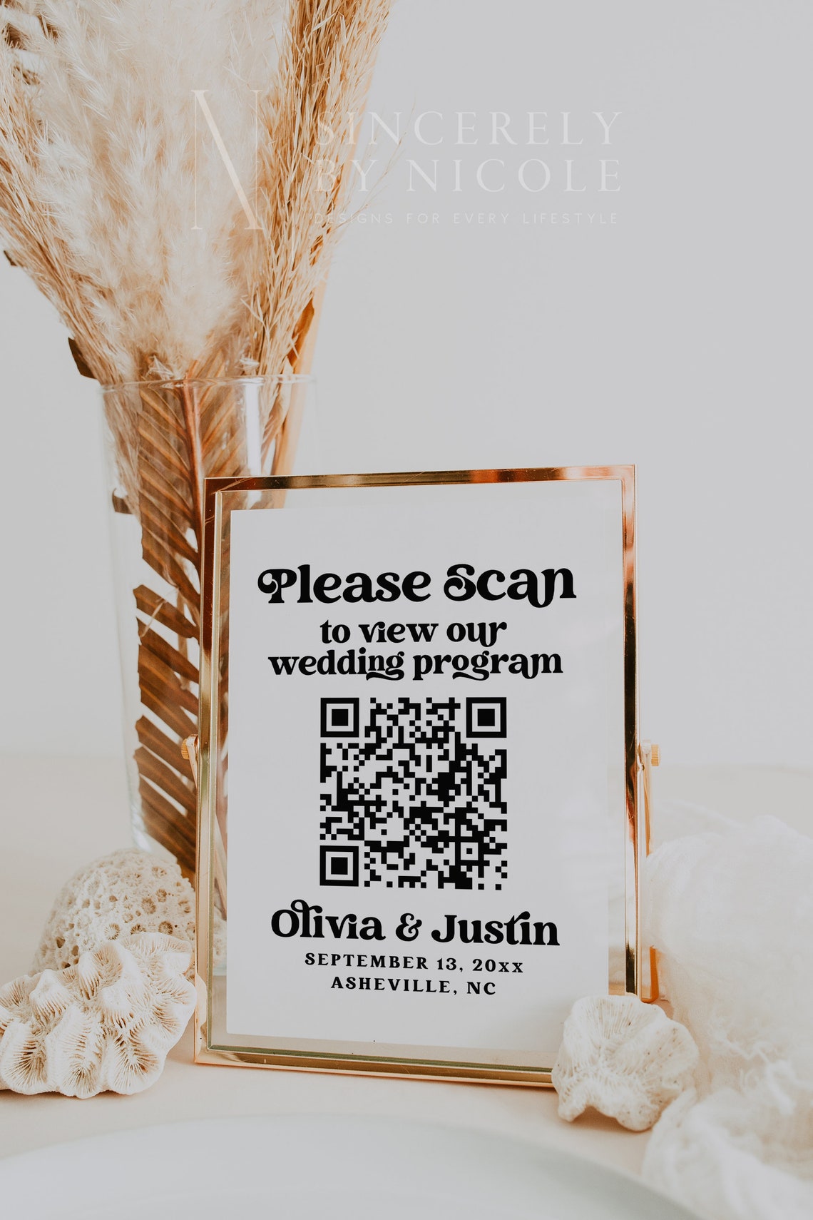 QR Code Wedding Program, Scan to View Our Ceremony Program, QR Code ...