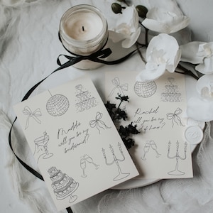 Voorstelkaart bruidsmeisje, handgetekende kaart bruidsmeisje voorstel, Canva bruidsmeisje voorstel, Will You Be My Bruidsmeisje, Doodle grillige kaart