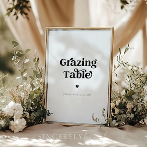 Grazing Table Sign, Retro Grazing Table Sign, Charcuterie Table Sign, Grazing Station Sign, Shower Snack Table Sign, Canva Signs | Charli