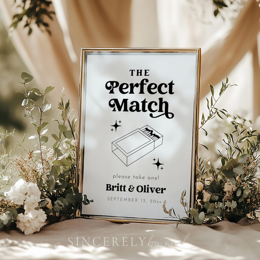 The Perfect Match Wedding Sign, the Perfect Match Wedding Favor Sign ...