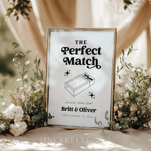 The Perfect Match Wedding Sign, The Perfect Match Wedding Favor Sign, Wedding Match Box Favor Sign, Perfect Match, Canva Wedding | Charli