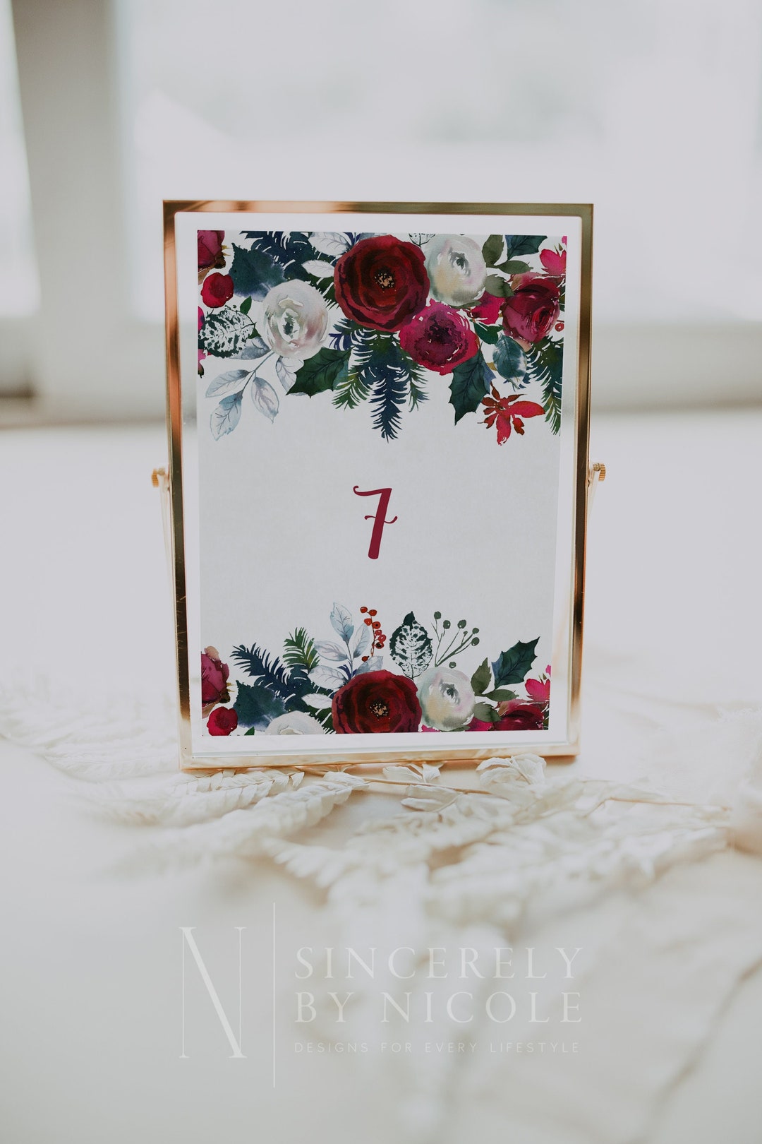 Christmas Table Numbers, Christmas Wedding Table Number Template ...