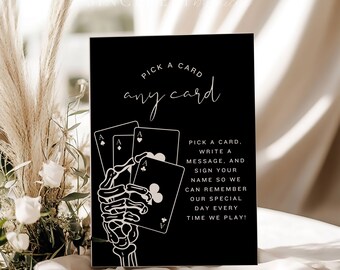 PRINTED & SHIPPED Pick A Card Guestbook Sign, Playing Cards Guestbook Sign, Please Sign Our Guestbook, Halloween Wedding Sign | Olivia