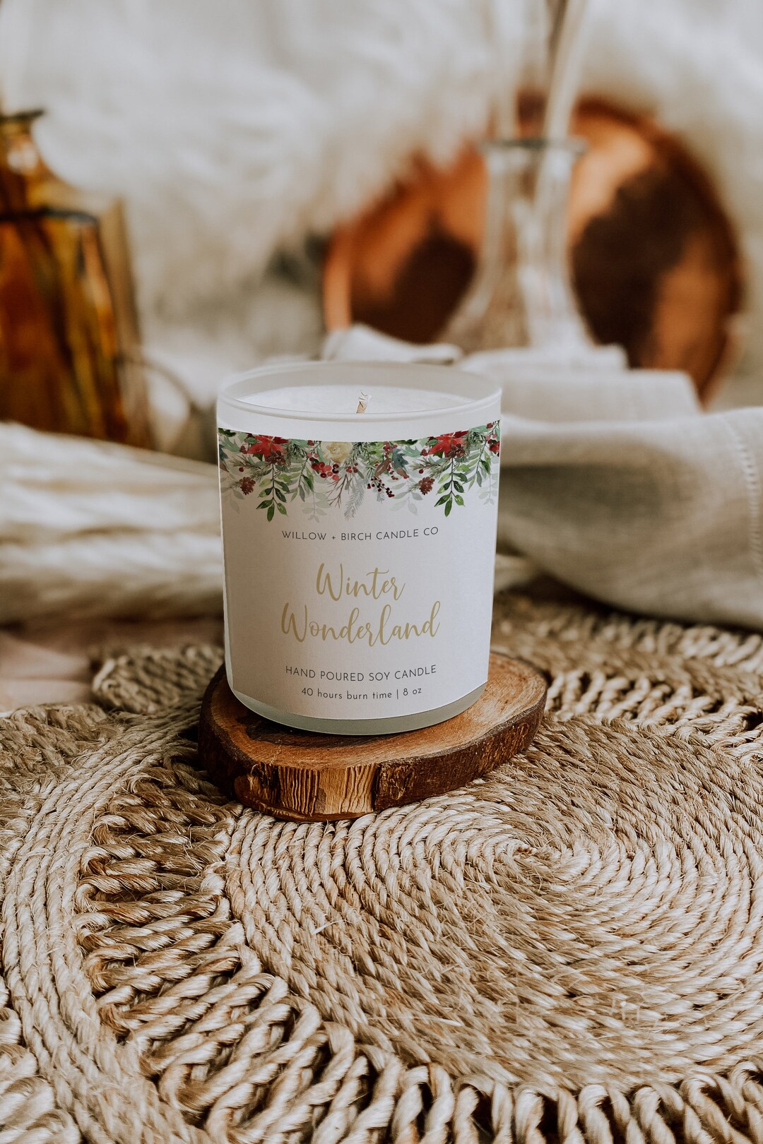 Holiday Candle Label Template, Christmas Product Label, Holiday Label