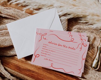 PRINTED & SHIPPED Hand Drawn Bridal Shower Advice, Cards, Advice Card Bridal Shower Game, Advice For The Bride Bridal Shower Game | Carly