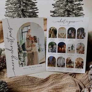 A Year In Review Christmas Card Template, Printable Modern Christmas Card, Family Photo Christmas Card, Merry Christmas Card | Olivia