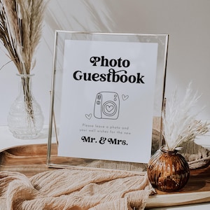 Photo Guestbook Sign, Photo Guestbook Sign Printable, Wedding Photo Guest Book Sign, Minimalist Photo Guestbook Sign Canva Template | Charli