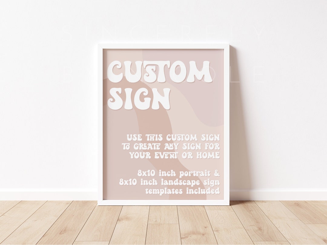 Editable Custom Sign, Printable Signs, Retro Sign Editable Printable ...