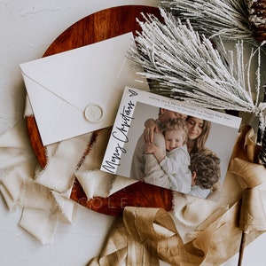 Christmas Card with Photo Template, Editable Merry Christmas Photo Card, Holiday Card Template, Card Download with Pictures, CORJL | Sofia