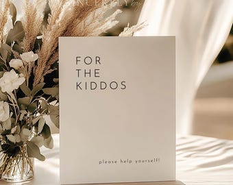 PRINTED & SHIPPED For The Kiddos Wedding Sign, Wedding Kids Table Signage, Wedding Kids Activities Table Sign, Printed Wedding Sign | Harlow