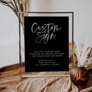 Modern Calligraphy Custom Sign Template, Editable Printable Black ...