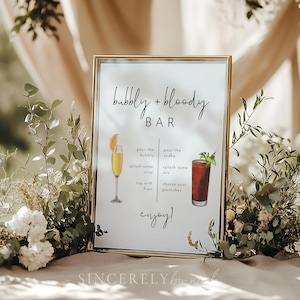 Bloody Mary and Mimosa Bar Sign Template, Bloody and Bubbly Sign, Printable Bridal Brunch Bar Sign, Bloody Bubbly Sign, Bubbly Bar | Emma