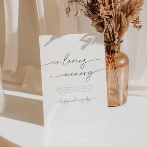 In Loving Memory Wedding Sign, Canva Editable Wedding Memorial Sign, Modern Wedding In Loving Memory Sign, Memorial Table Sign | Olivia