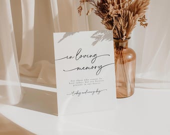 In Loving Memory-bord, canvas bewerkbaar bord voor bruiloft, modern bord voor bruiloft in Loving Memory, bord voor herdenkingstafel | Olivia